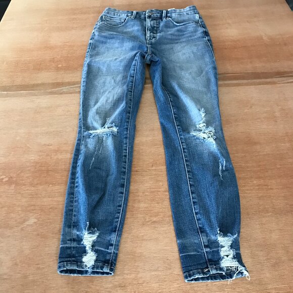 Good American Good Waist Jeans Women 4/27 Blue High Rise Distressed GWCCH075T - Picture 1 of 12